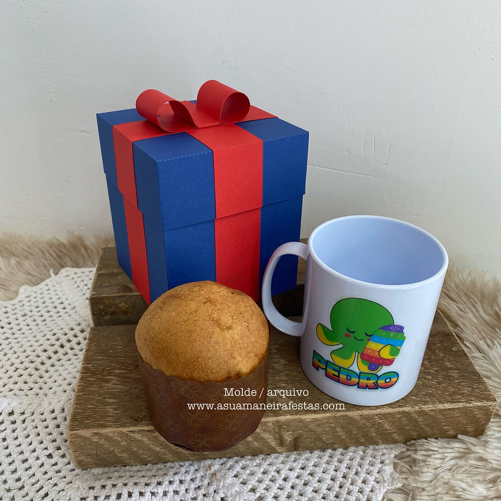 Miniatura: Caixa Presente para CANECA e MINI PANETONE - (Natal) - Arquivo Digital