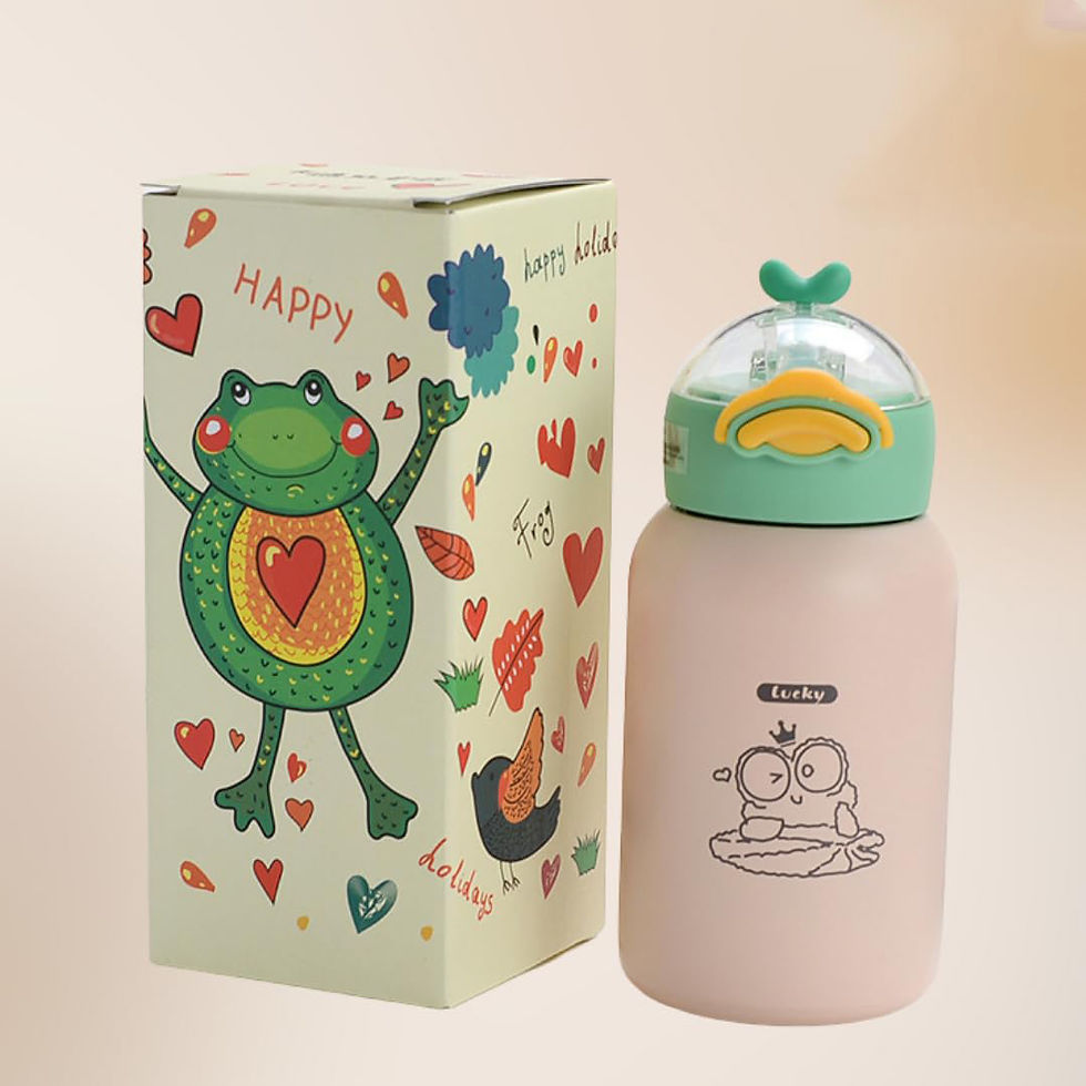 Термос - пляшка Lucky Frog (бежево-зелений)