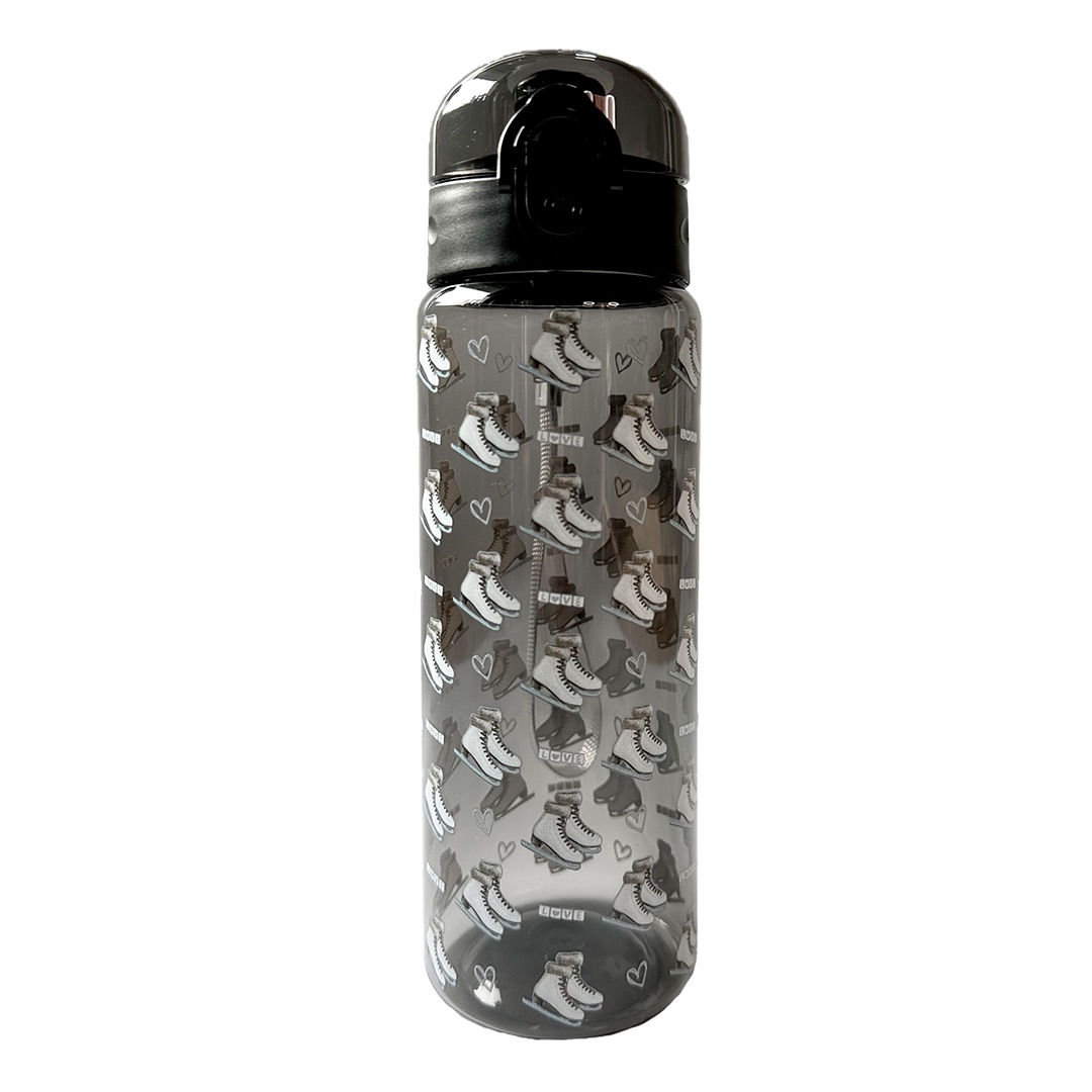 Ice Skating Clear Water Bottle Black