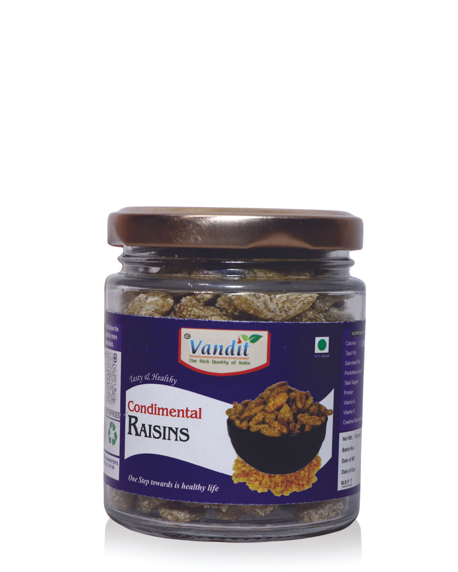Vandit Craving Condimental Raisins Spiced Kishmish Jar Front View
