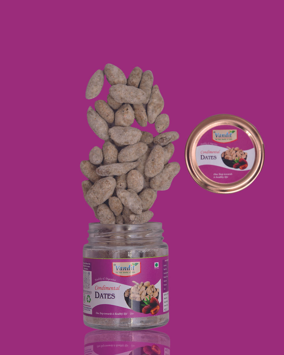 Vandit Craving Condimental Dates Premium Spiced Dates Purple Background