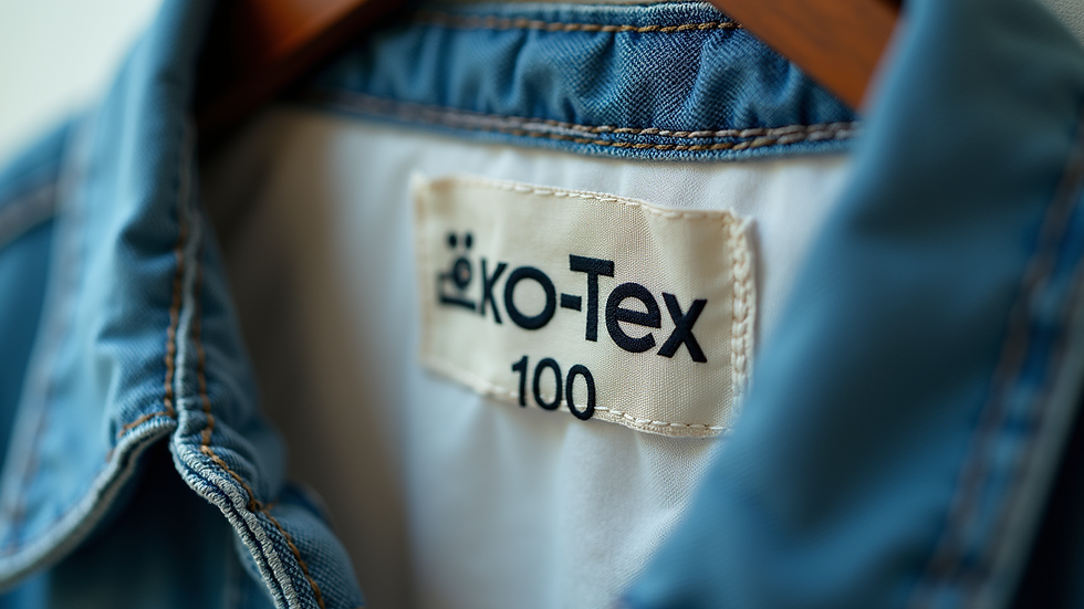Close-up view of a clothing label with Öko-Tex 100 certification