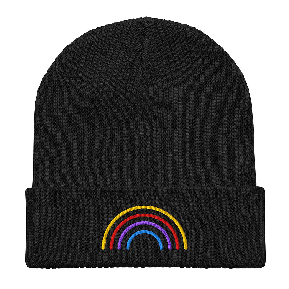 Miniaturbild: Black gerippte Bio-Beanie personalisiert, Vorderansicht