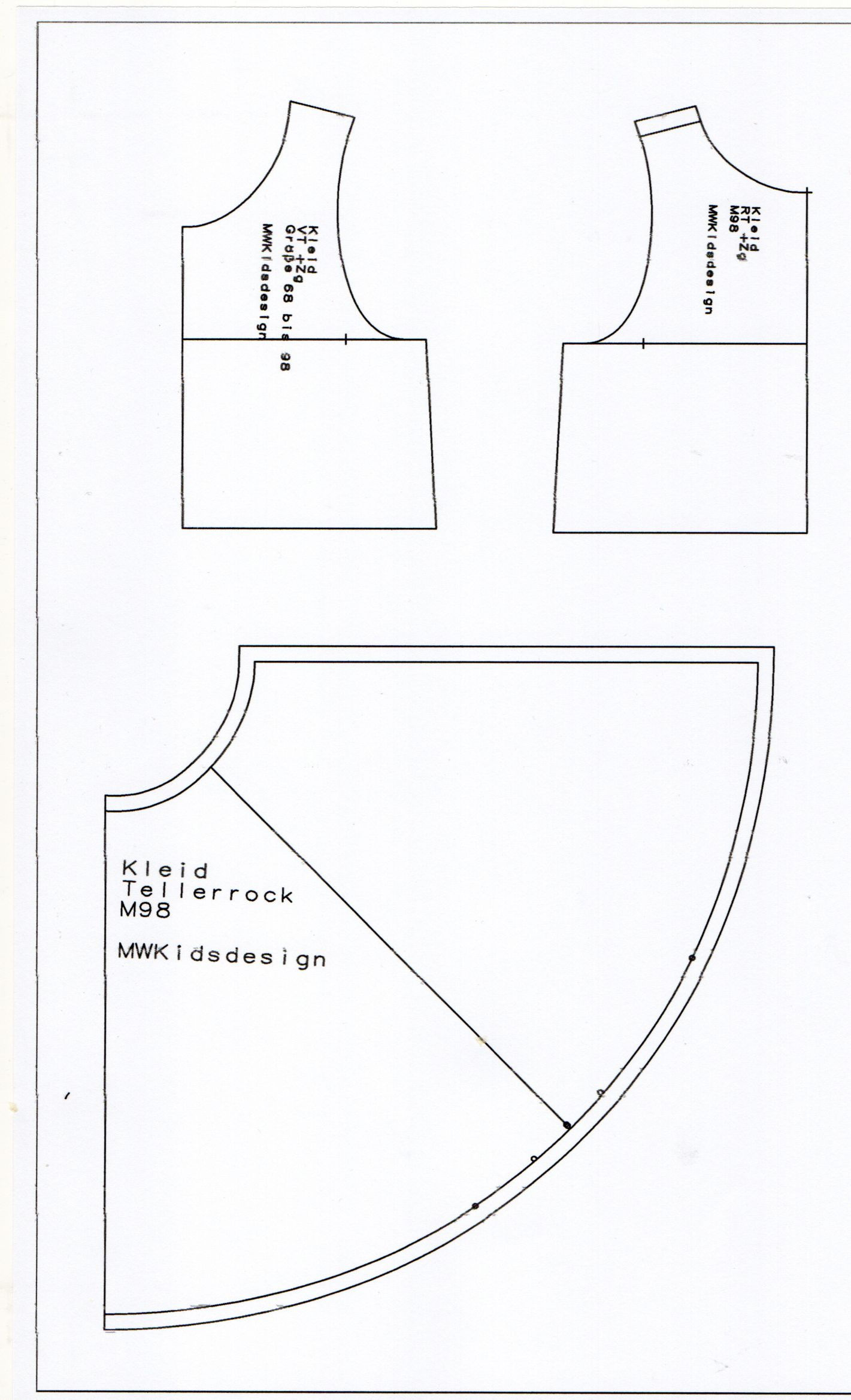 Schnittteile, Kleid mit Glockenrock