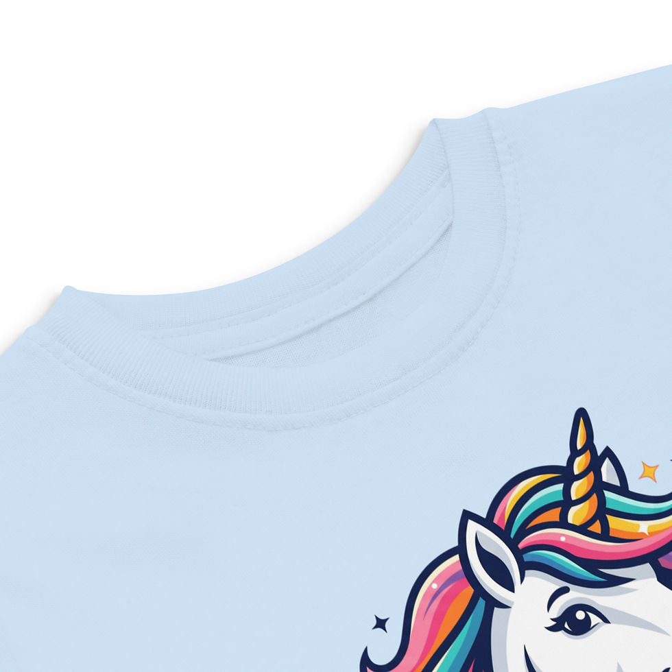 Thumbnail: hellblau T-Shirt Digitaldruck, Vorderansicht Halsausschnitt
