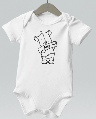 Miniatura: weißer Body,  Vorderansicht personalisiert.