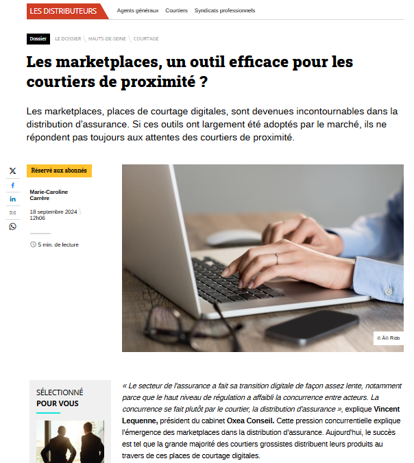 Argus de l'Assurance : marketplaces