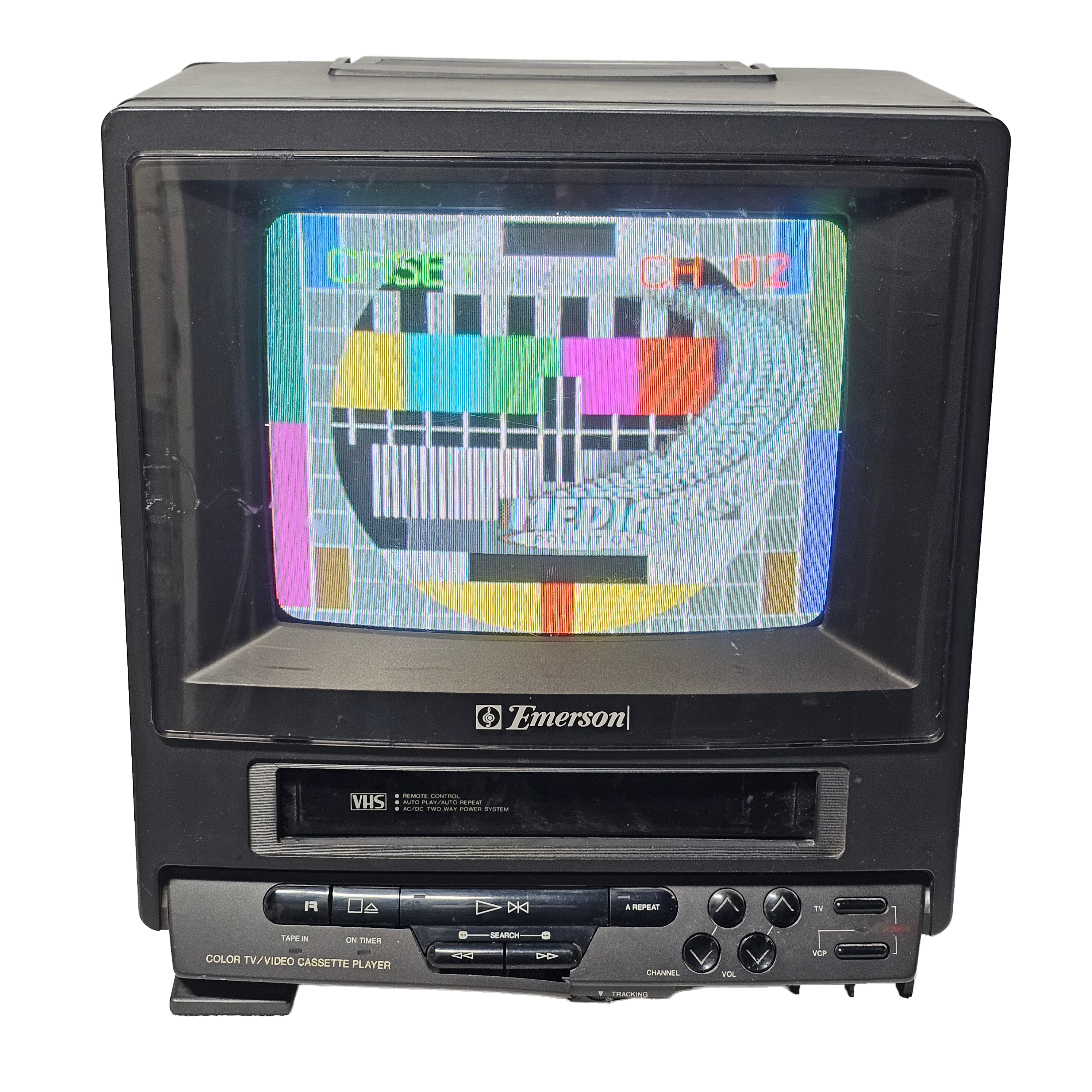 Emerson Grey Black VHS VCR Color Retro TV Vintage Television 1990's 1980's