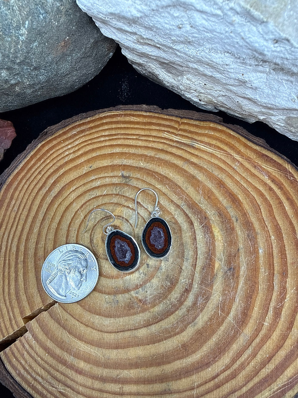 Thumbnail: Coconut Geode Sterling Silver Earrings - 1