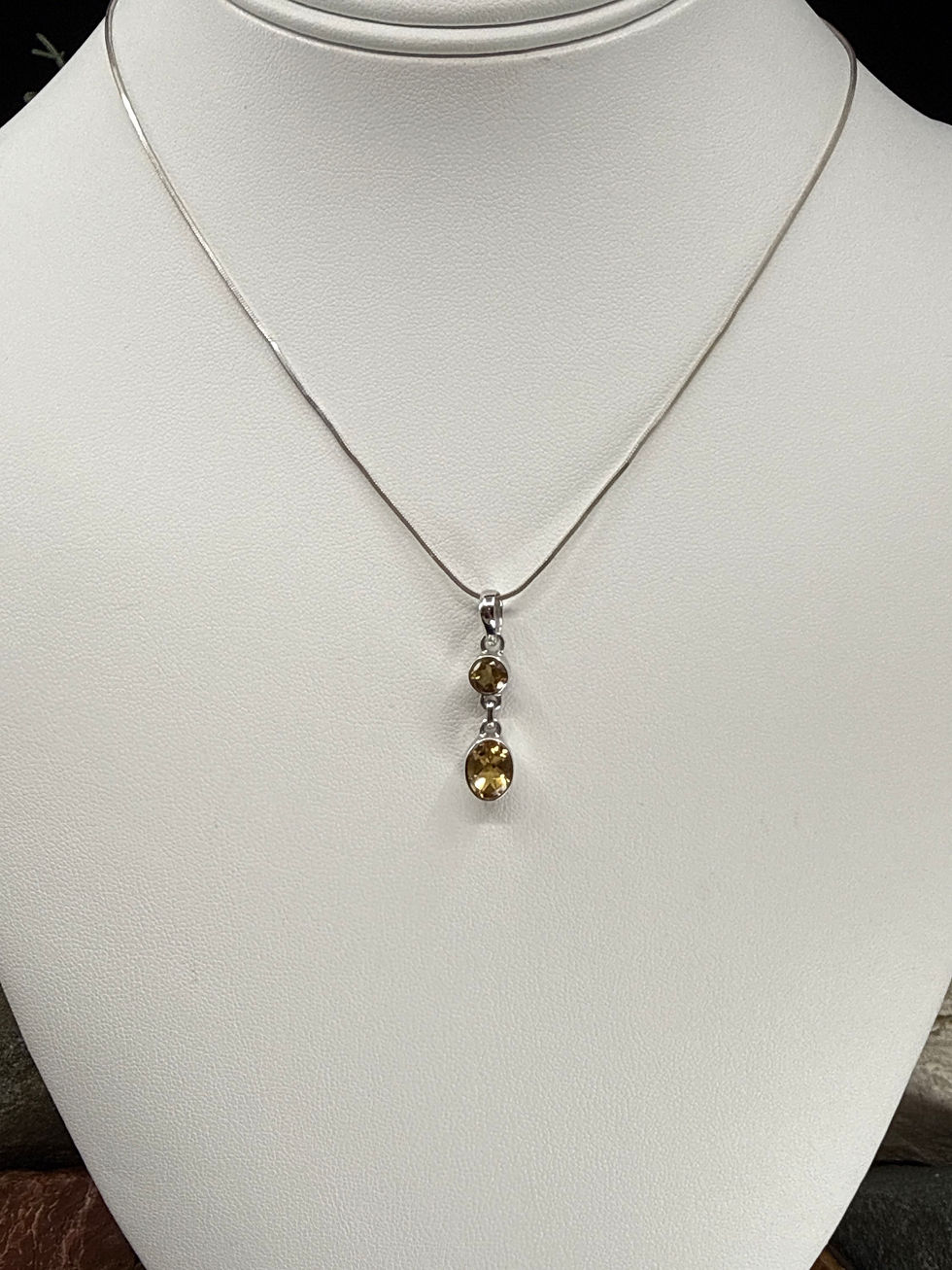 Thumbnail: Citrine Sterling Silver Pendant and Earring Set