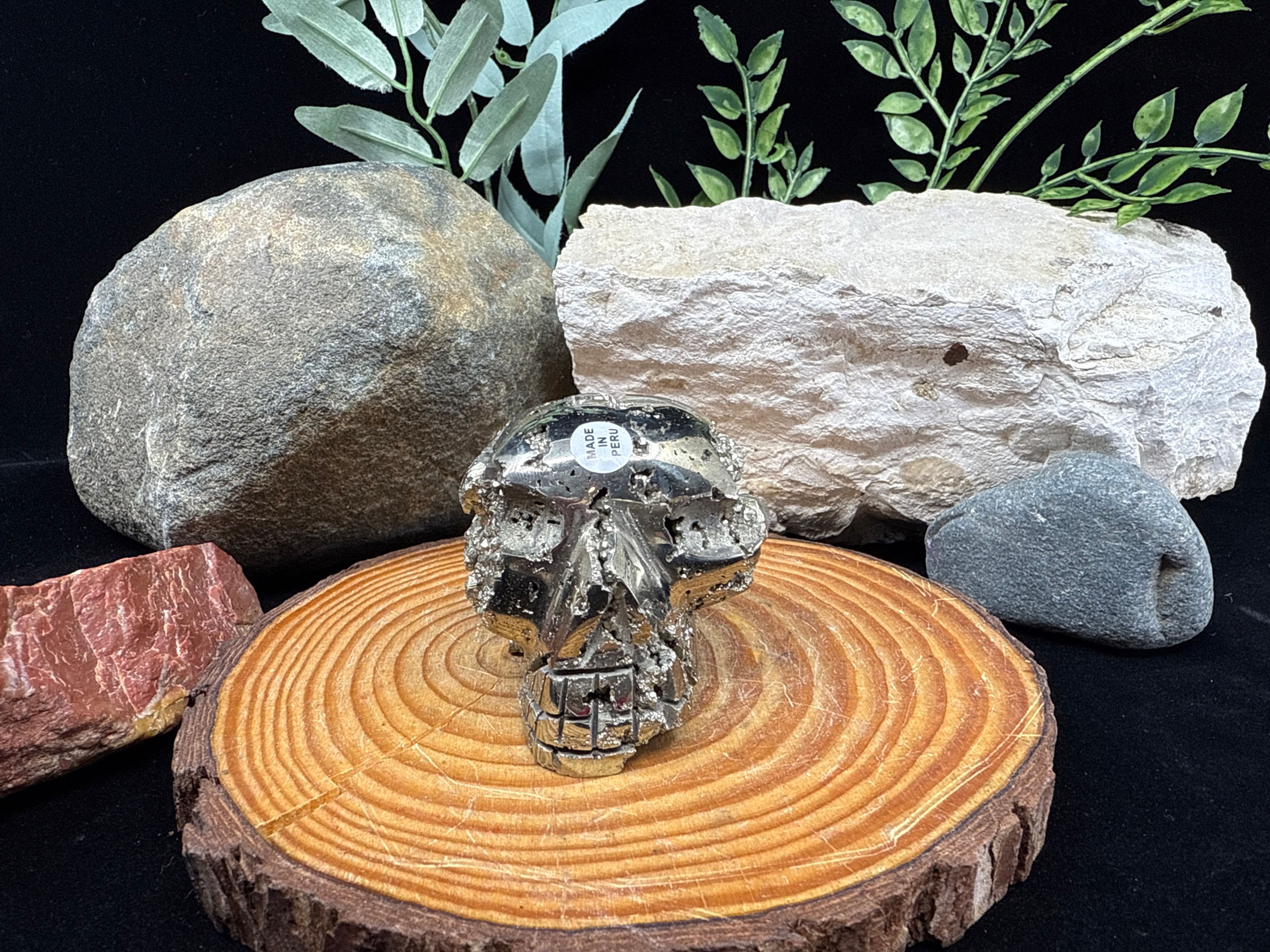Pyrite Druzy Skull