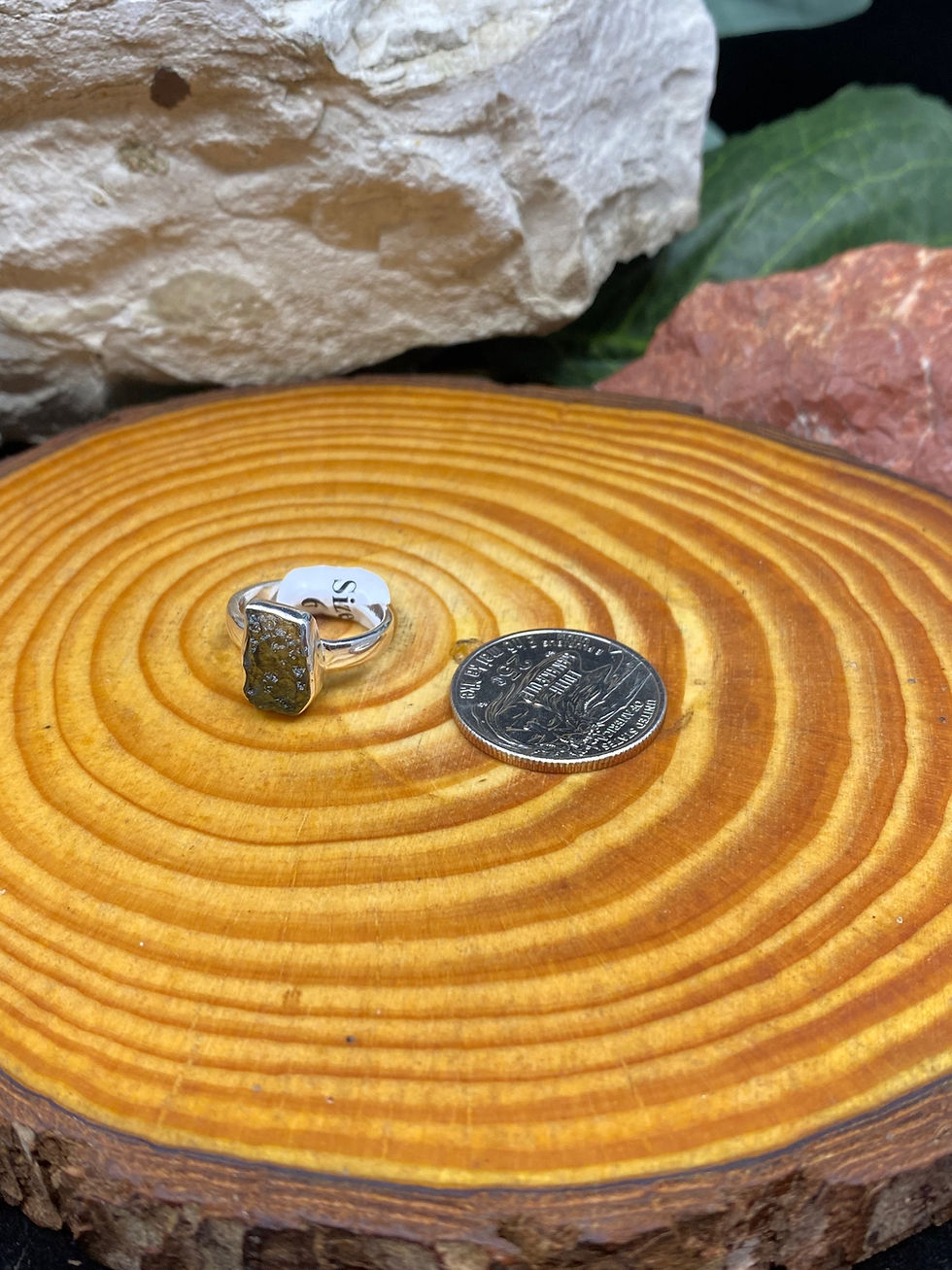Thumbnail: Moldavite Sterling Silver Rough/Raw Ring - Sm/A - Size 6