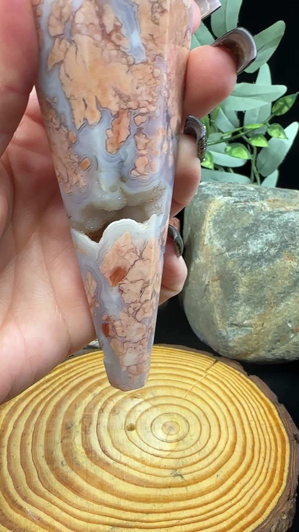 Thumbnail: Pink Agate Druzy Scepter with Stand