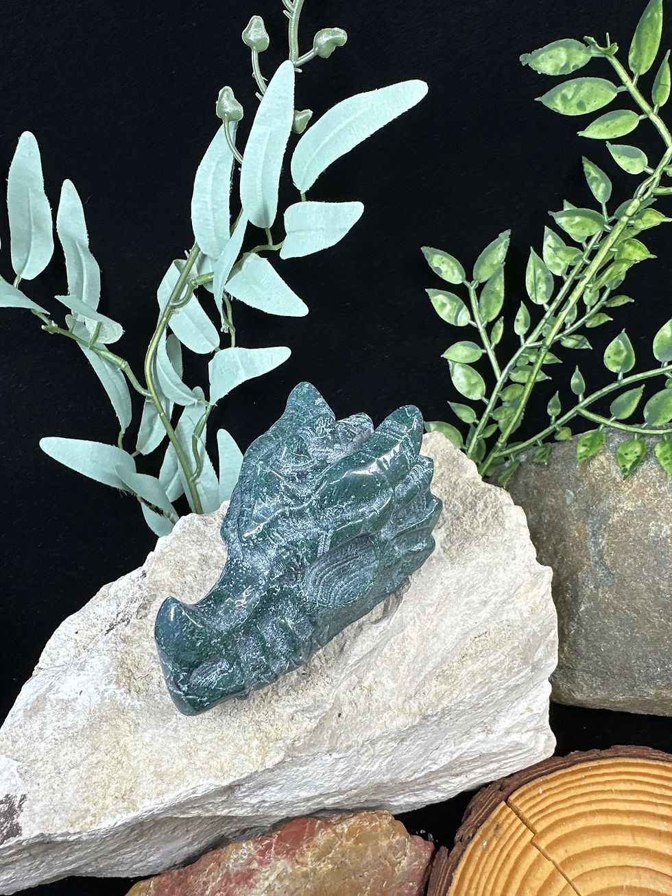 Thumbnail: Moss Agate Dragon Head - 1