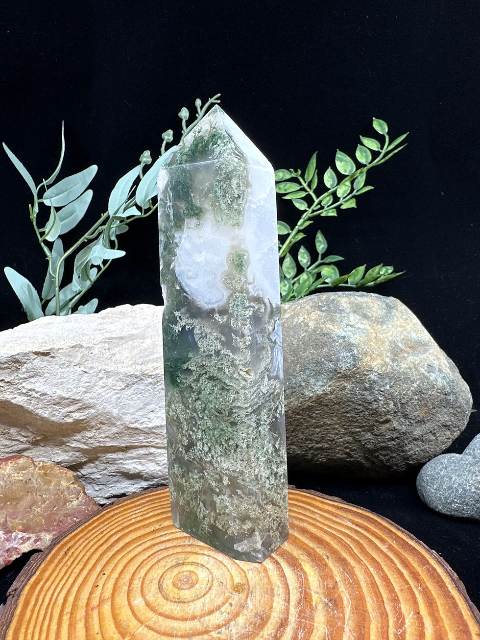 Thumbnail: Moss Agate Druzy Tower Point - 2