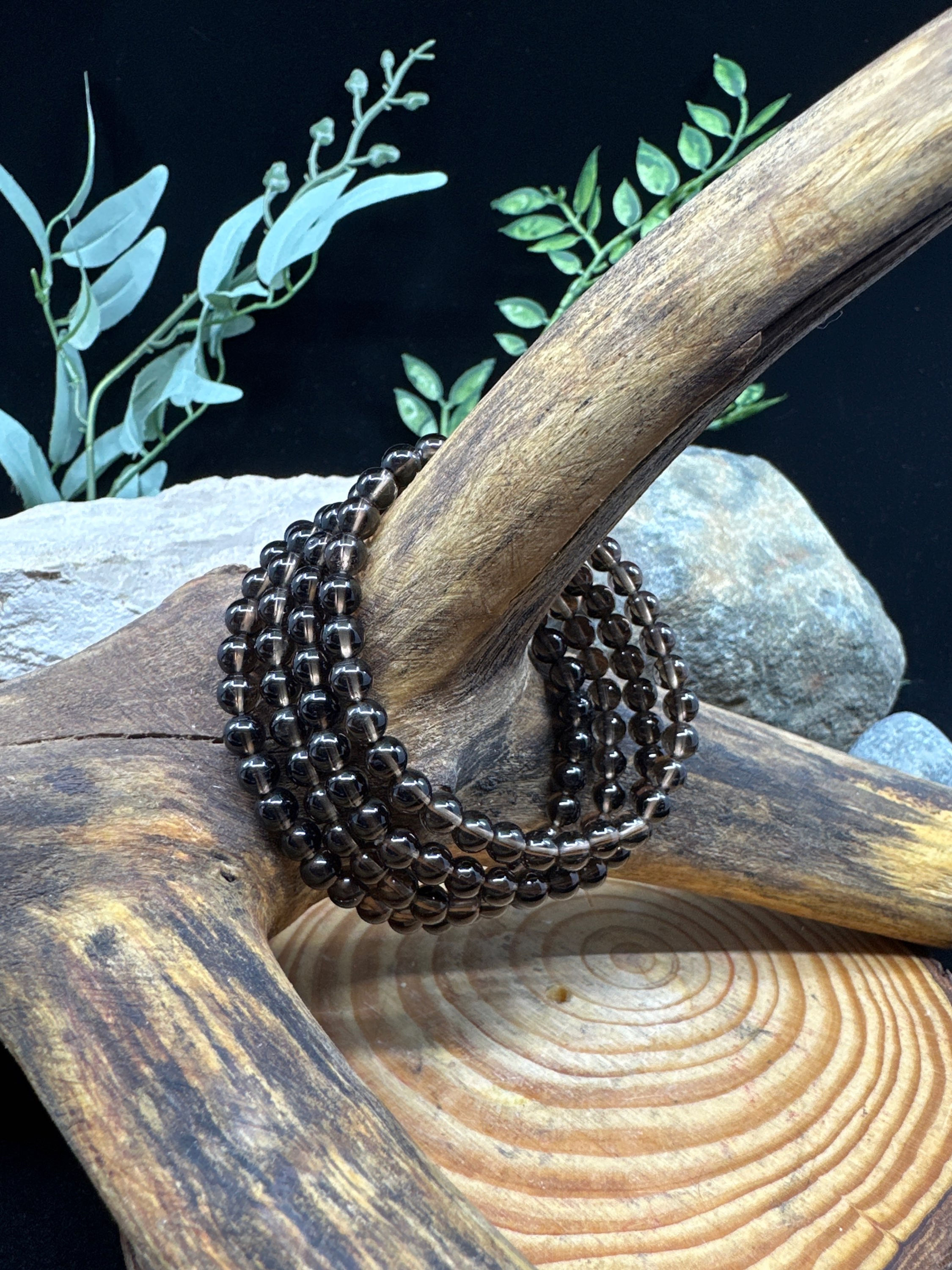 Smoky Quartz Beaded Bracelet - 6mm