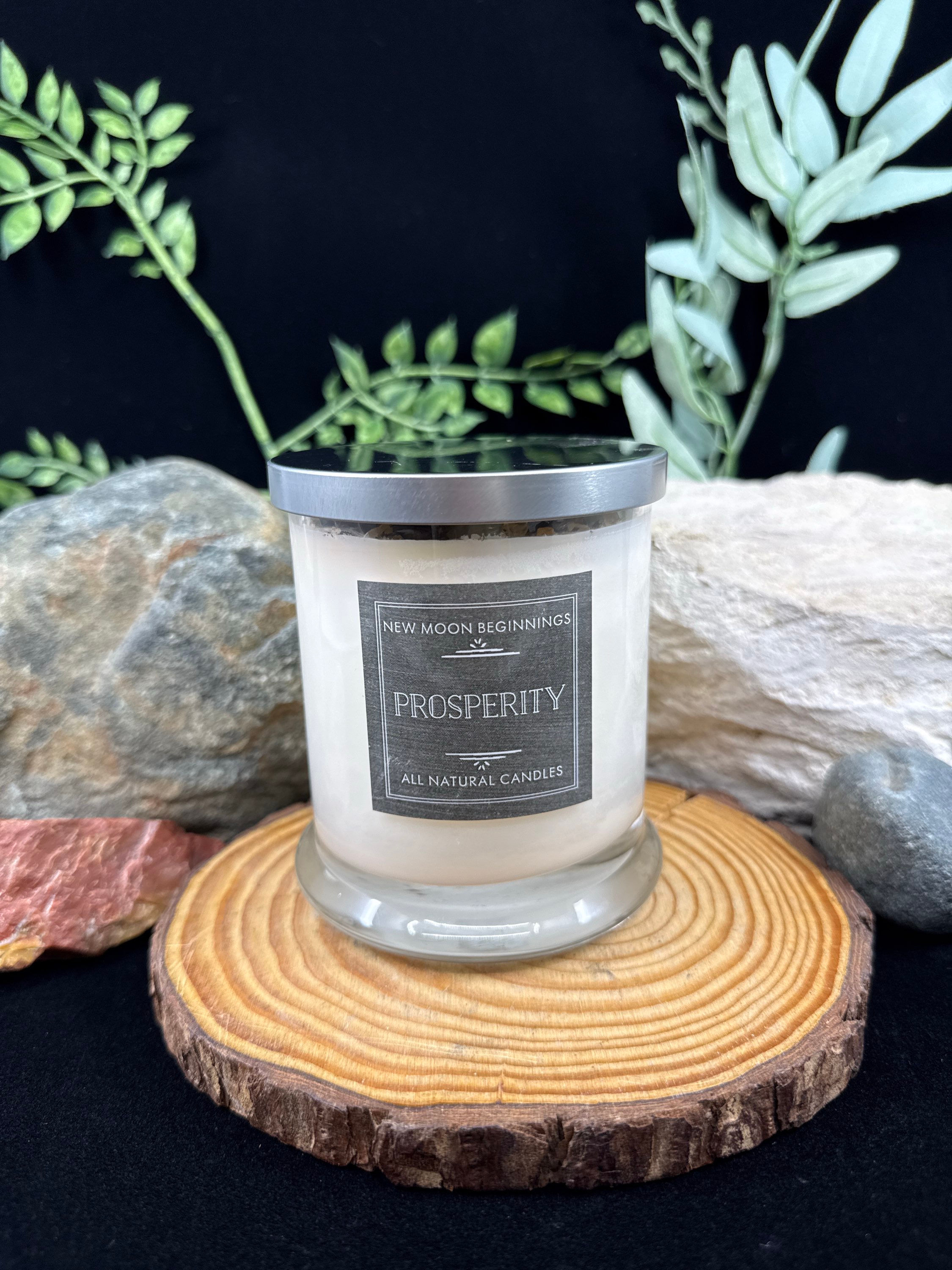 Prosperity Soy Candle - Dried Flowers, Herbs and Crystals