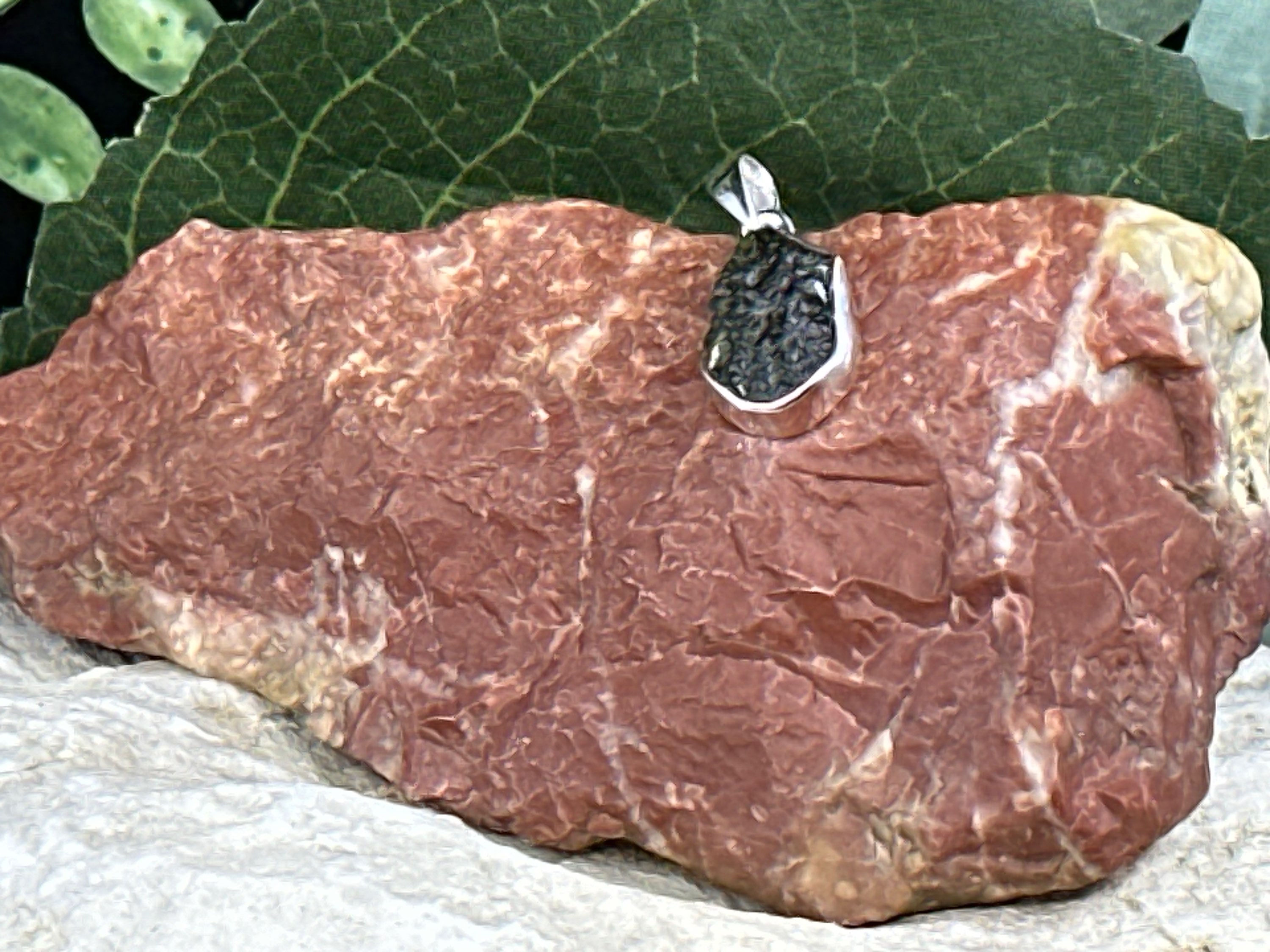 Moldavite Sterling Silver Rough/Raw Pendant - 2