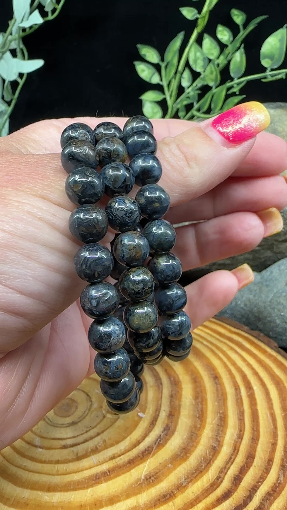 Thumbnail: Blue Pietersite Beaded Bracelet - 8mm