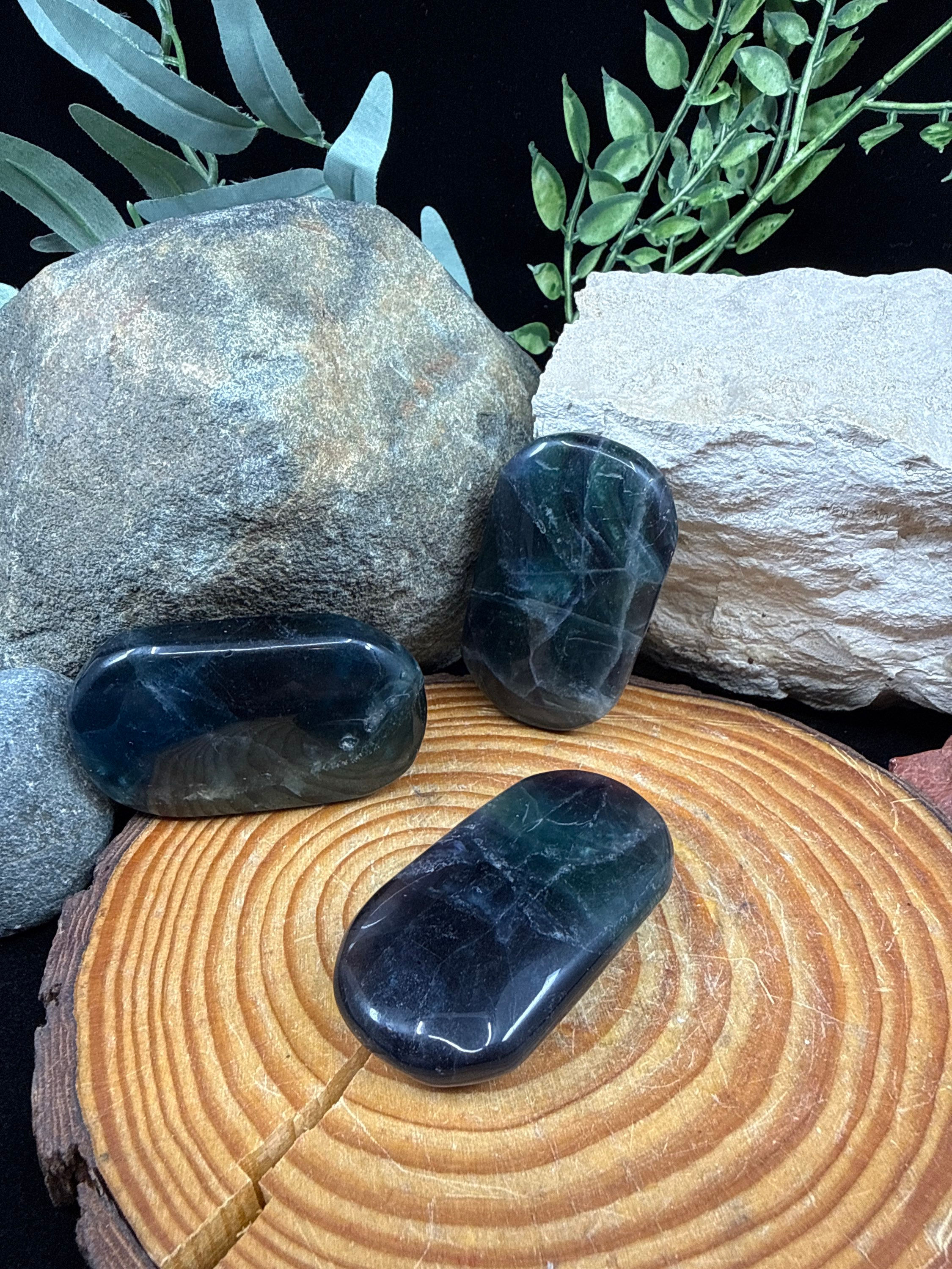 Black Rose Fluorite Palm Stone