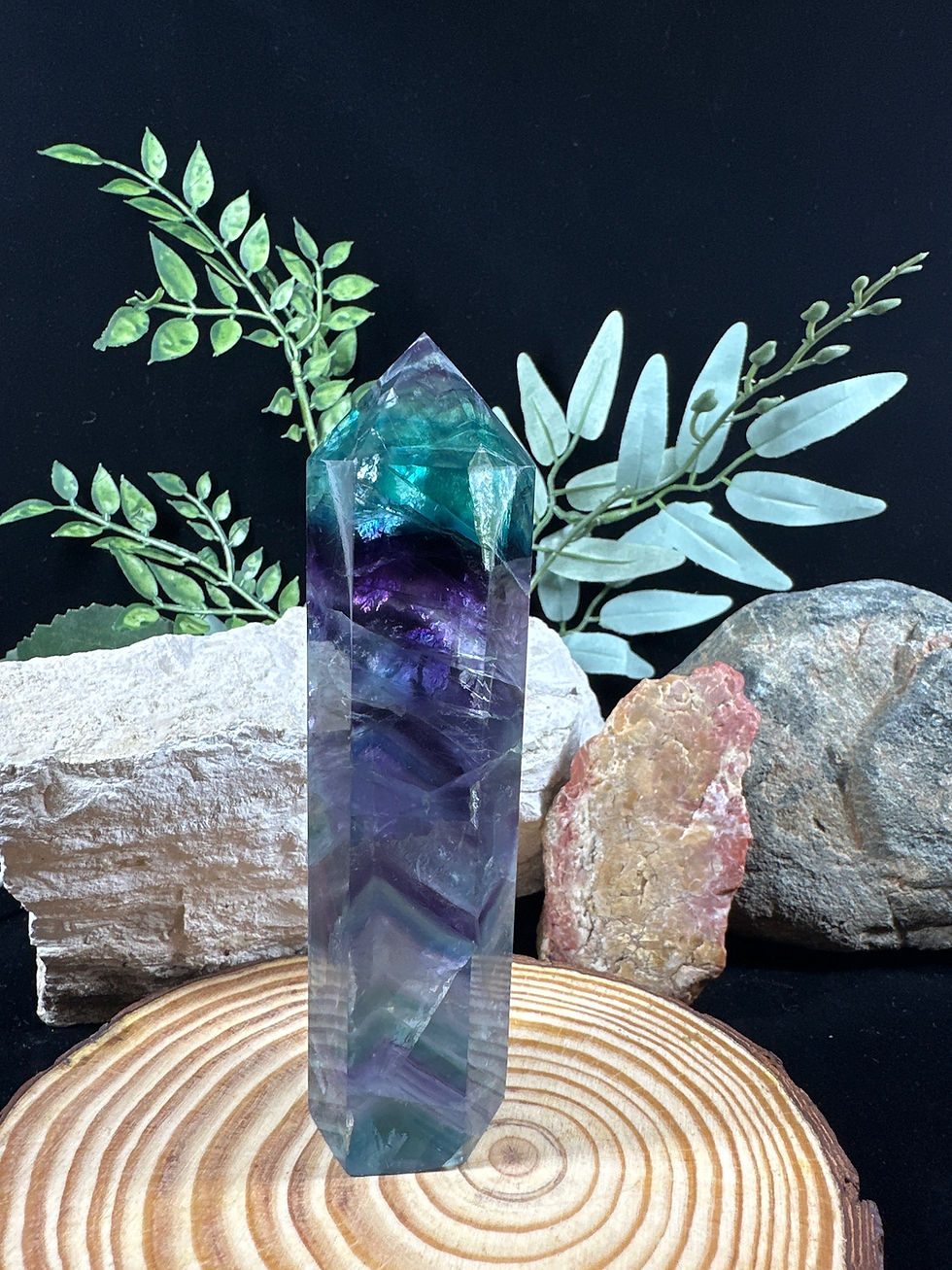 Thumbnail: Rainbow Fluorite Large Tower Point - AA Grade