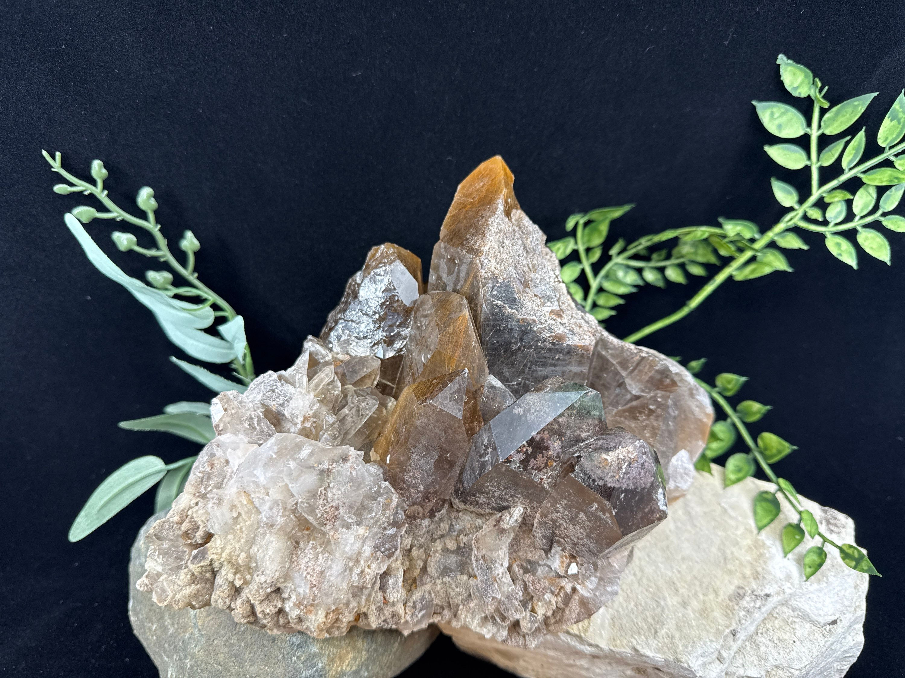 Amphibole in Quartz Cluster