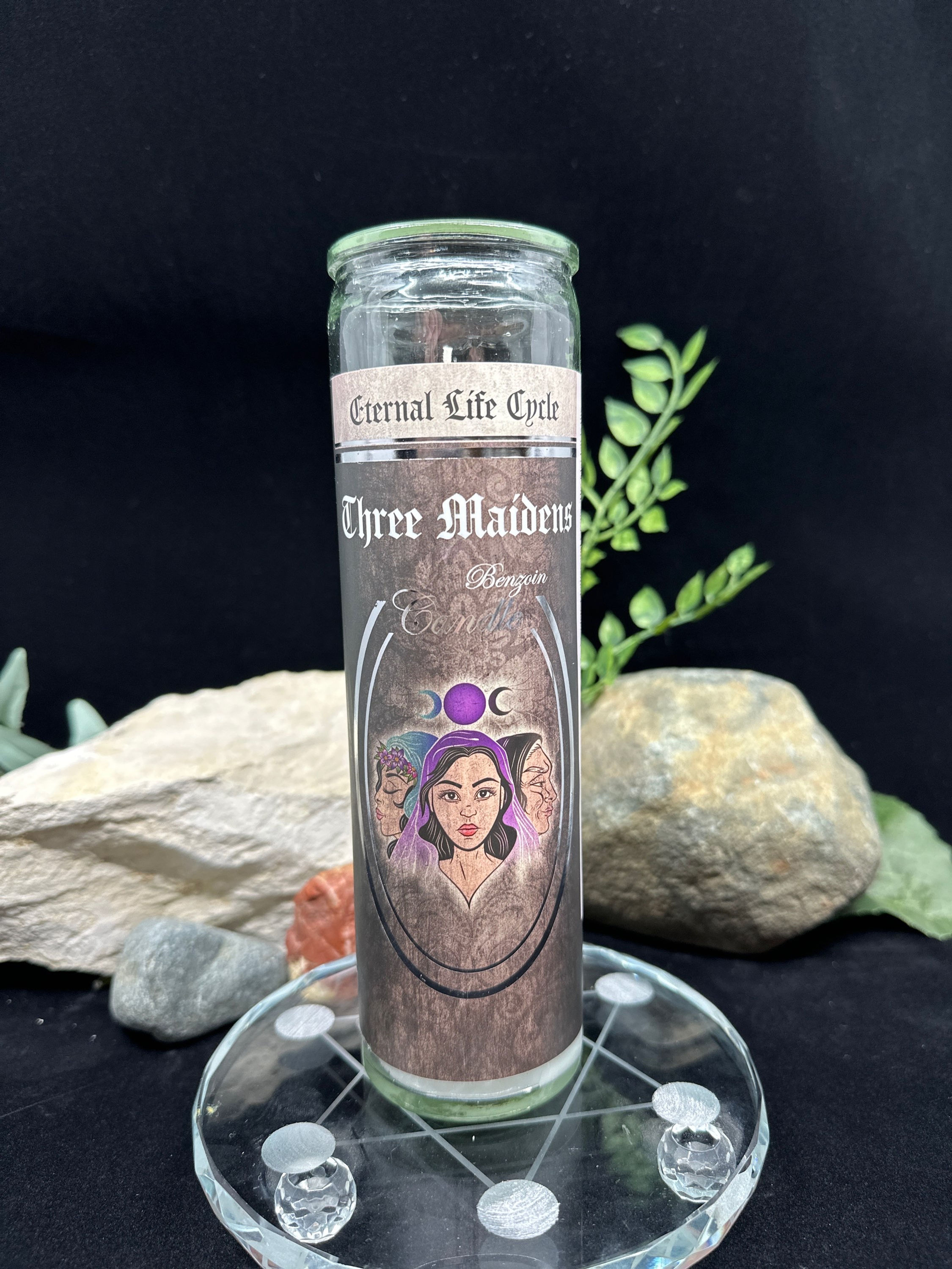 7 Day Glass Ritual Three Maidens Candle - Benzoin