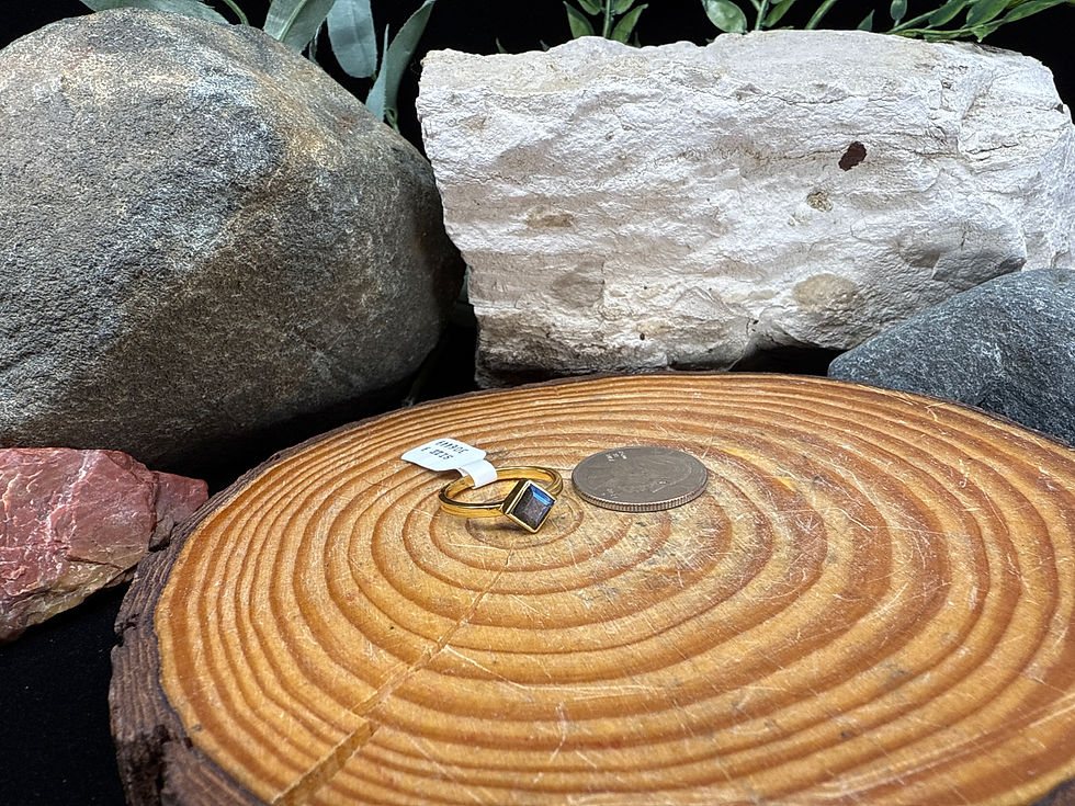Thumbnail: Faceted Labradorite 18K Gold Plated Ring - Size 9
