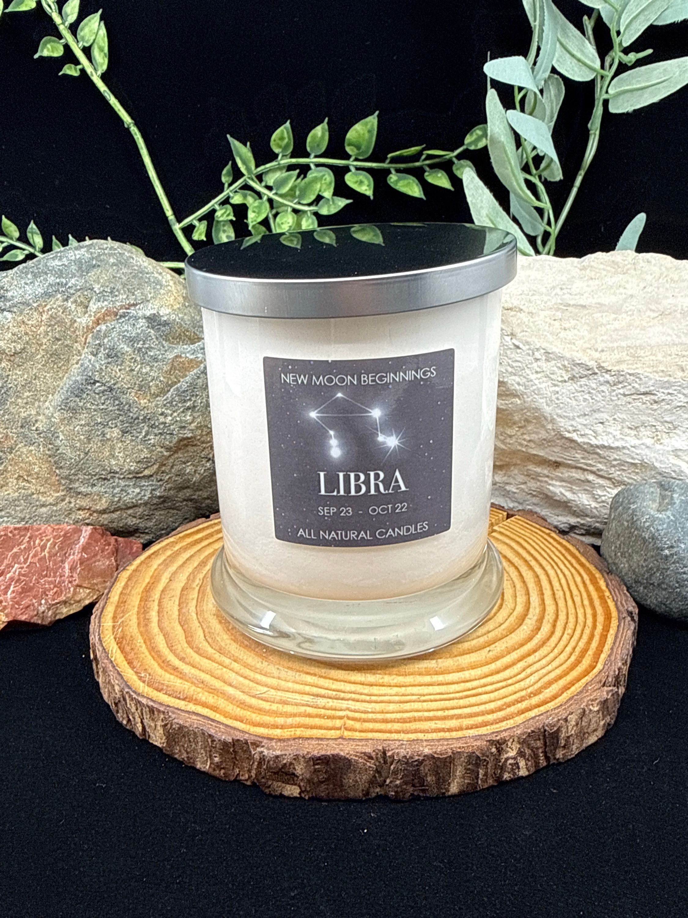 Libra Zodiac Crystal Herbal Candle