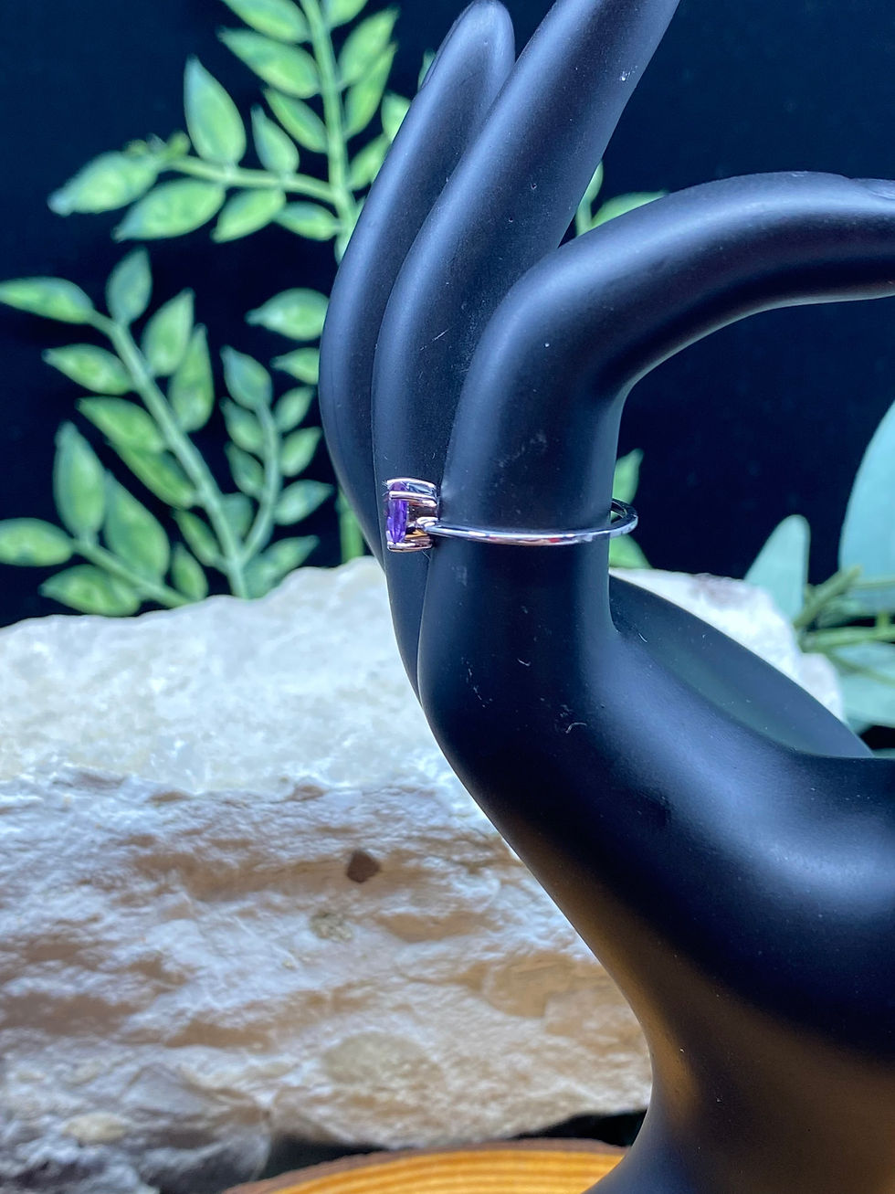 Thumbnail: Amethyst 6mm Faceted Round Sterling Silver Ring - Sm/E - Size 9