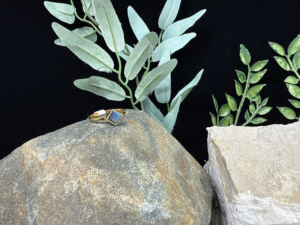 Faceted Labradorite 18K Gold Plated Ring - Size 8