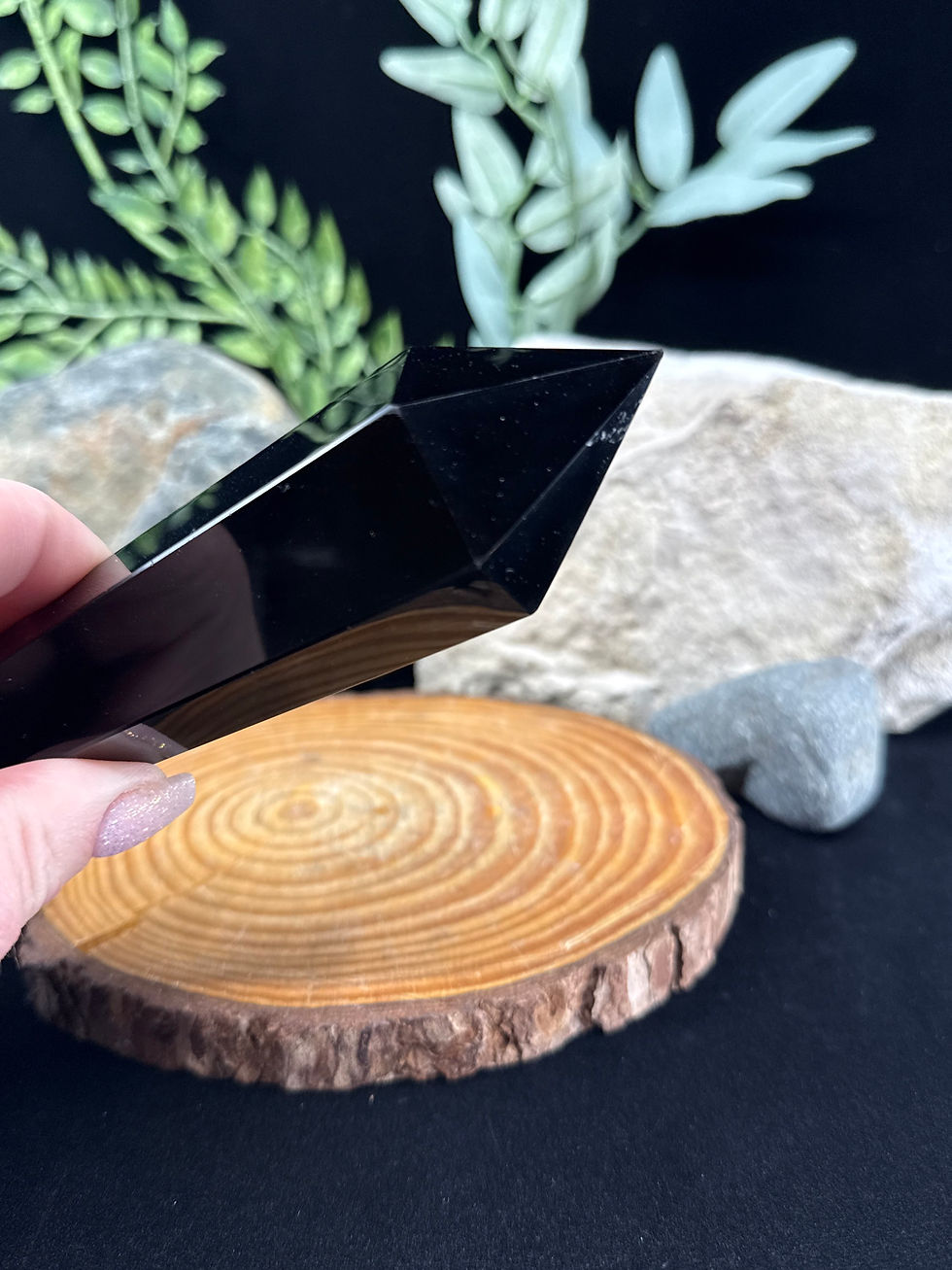 Thumbnail: Black Obsidian Scepter with Stand - 2