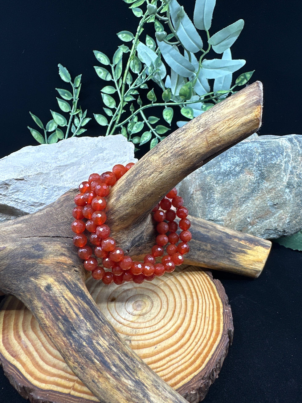 Carnelian Faceted Beaded Bracelet - 8mm