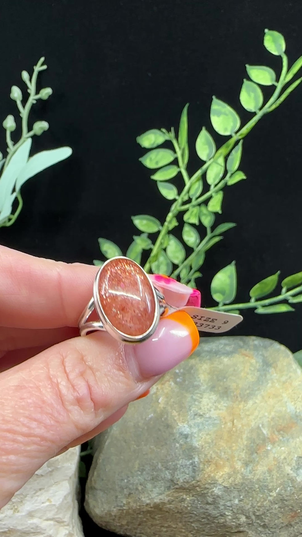 Thumbnail: Sunstone Sterling Silver Oval Ring - Size 9