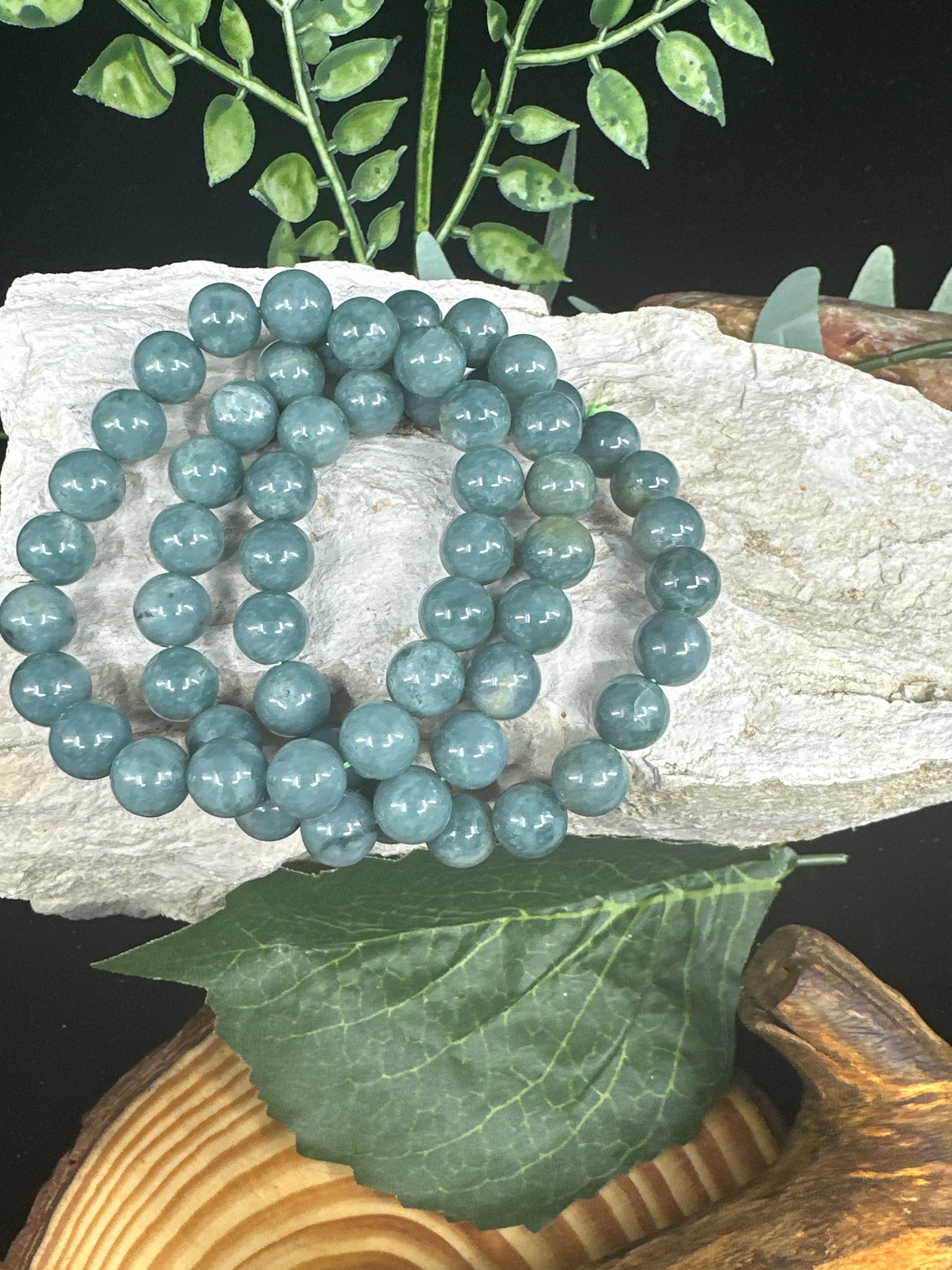 Blue Apatite Beaded Bracelet - 10mm