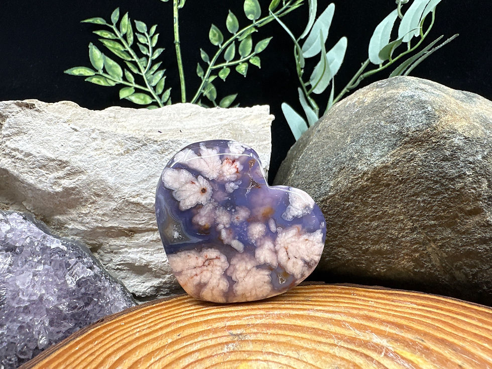 Blue Flower Agate Heart - 4