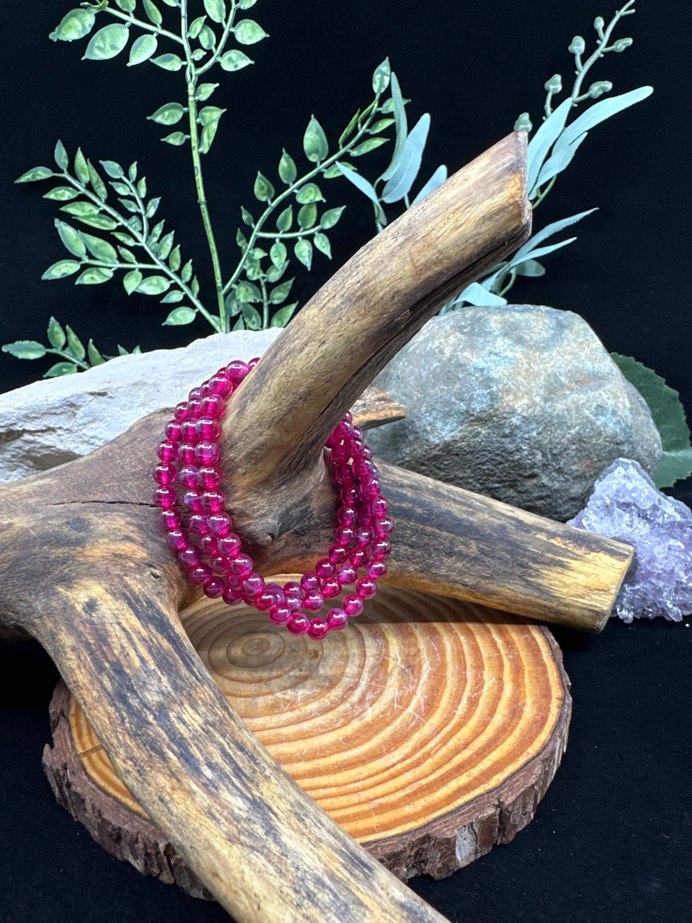 Star Ruby Beaded Bracelet - 6mm