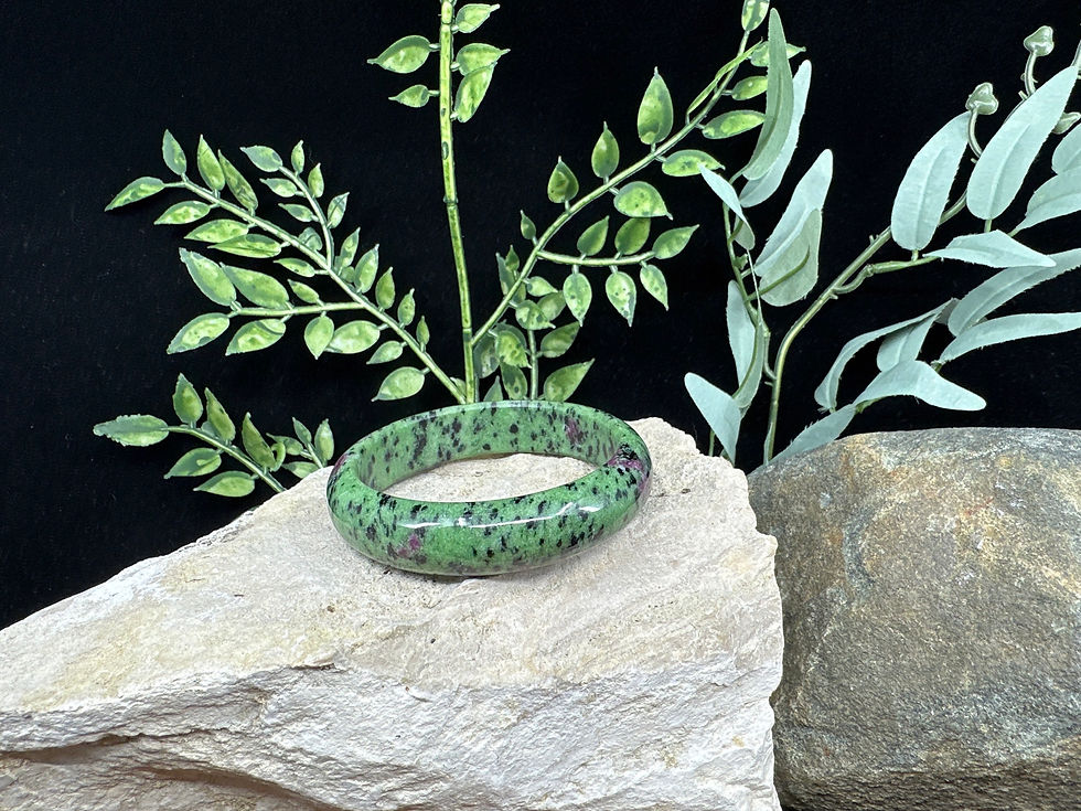 Thumbnail: Ruby Zoisite Bangle Bracelet - 61 mm