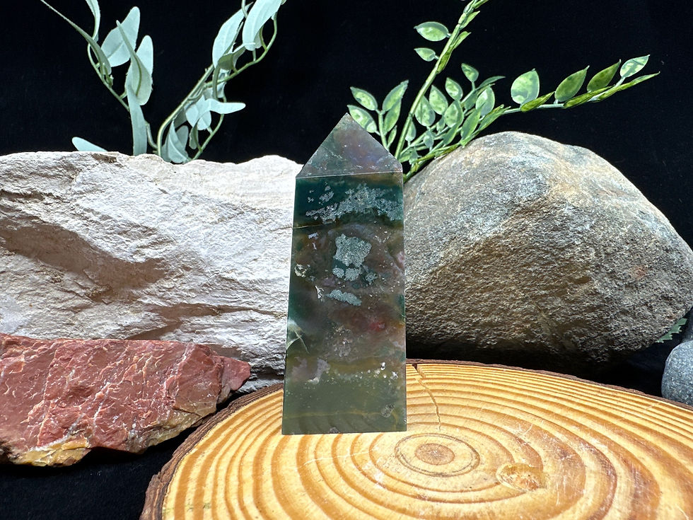 Thumbnail: Rainbow Moss Agate Tower Point