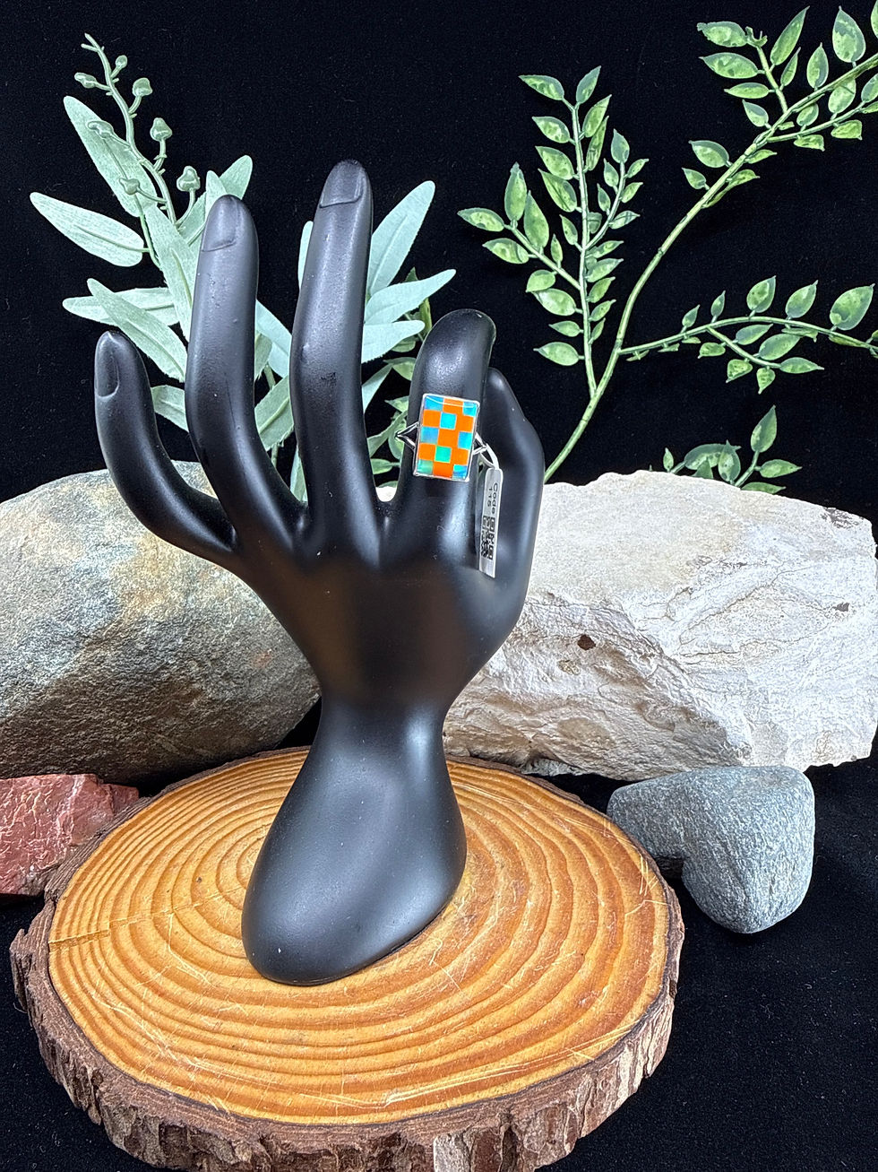 Thumbnail: Galaxy Opal Sterling Silver Mosaic Ring - Size 7