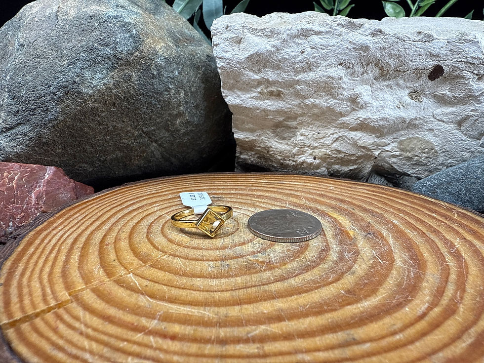 Thumbnail: Faceted Citrine 18K Gold Plated Ring - Size 8