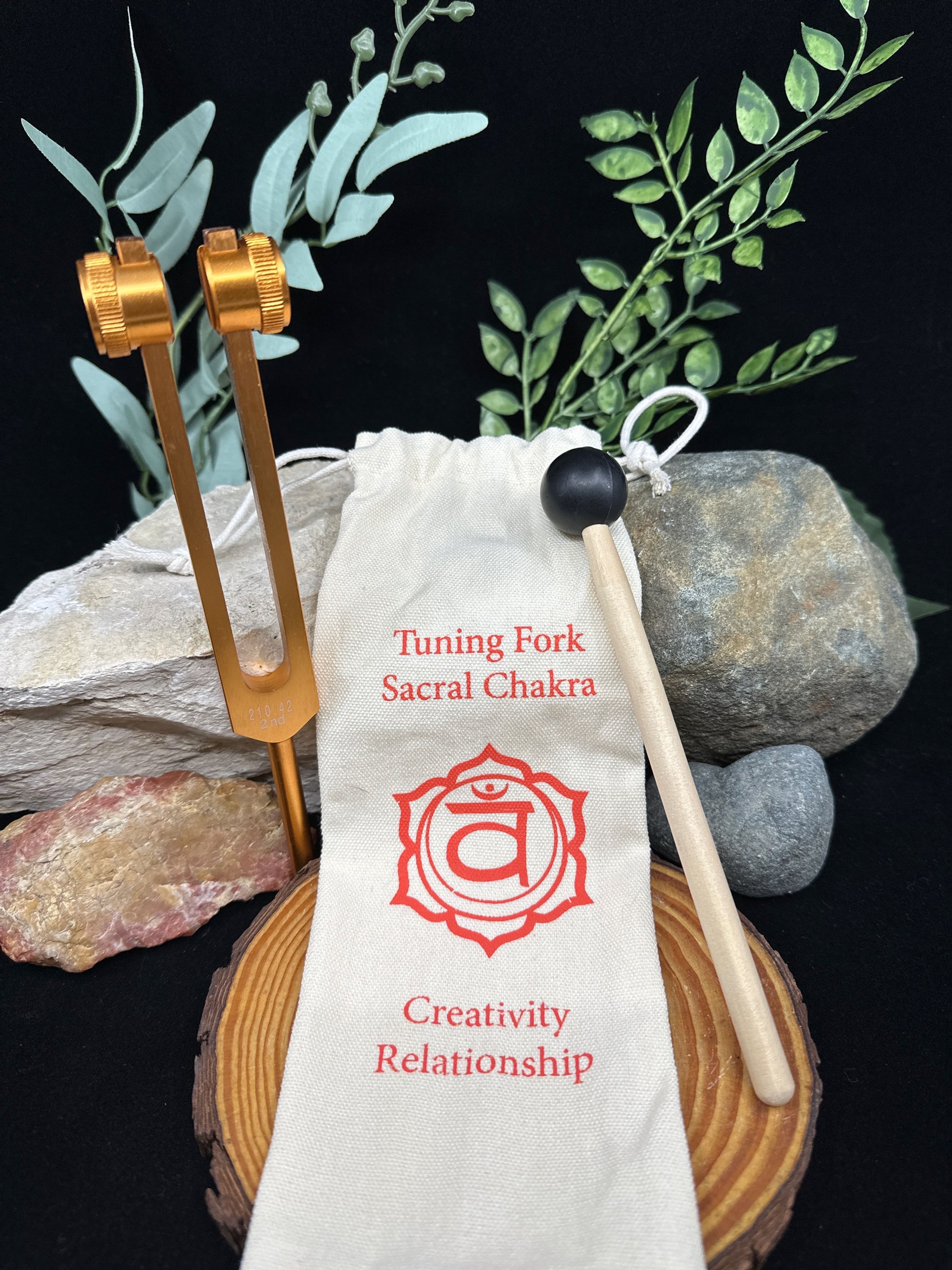 Sacral Chakra Weighted Tuning Fork with Case and Striker