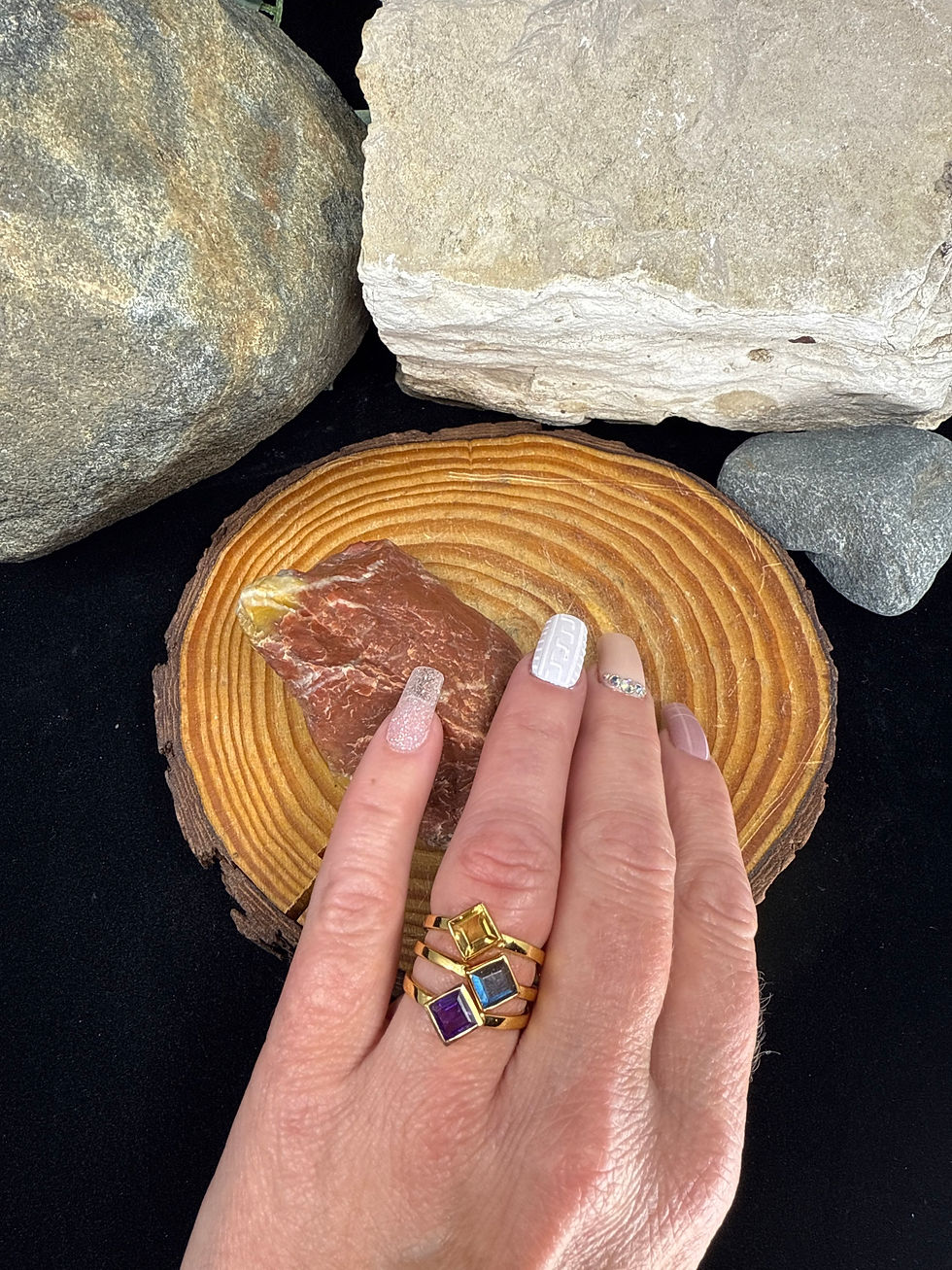 Thumbnail: Faceted Labradorite 18K Gold Plated Ring - Size 8