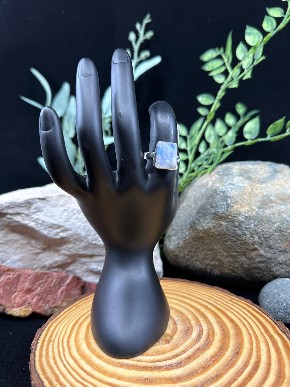 Thumbnail: Natural Raw Moonstone Sterling Silver Ring - Size 8