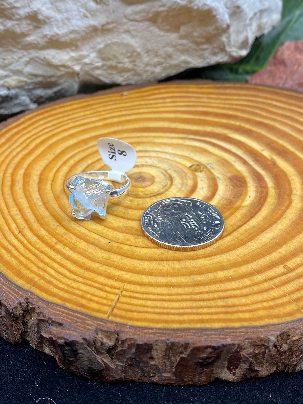 Thumbnail: Aquamarine Rough/Raw Sterling Silver Ring - Med/C - Size 8