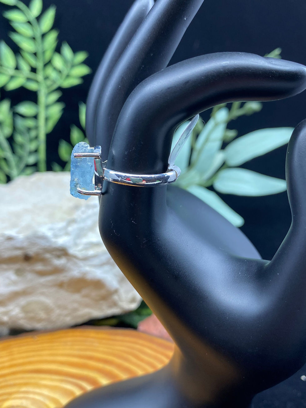 Thumbnail: Aquamarine Rough/Raw Sterling Silver Ring - Med/B - Size 7