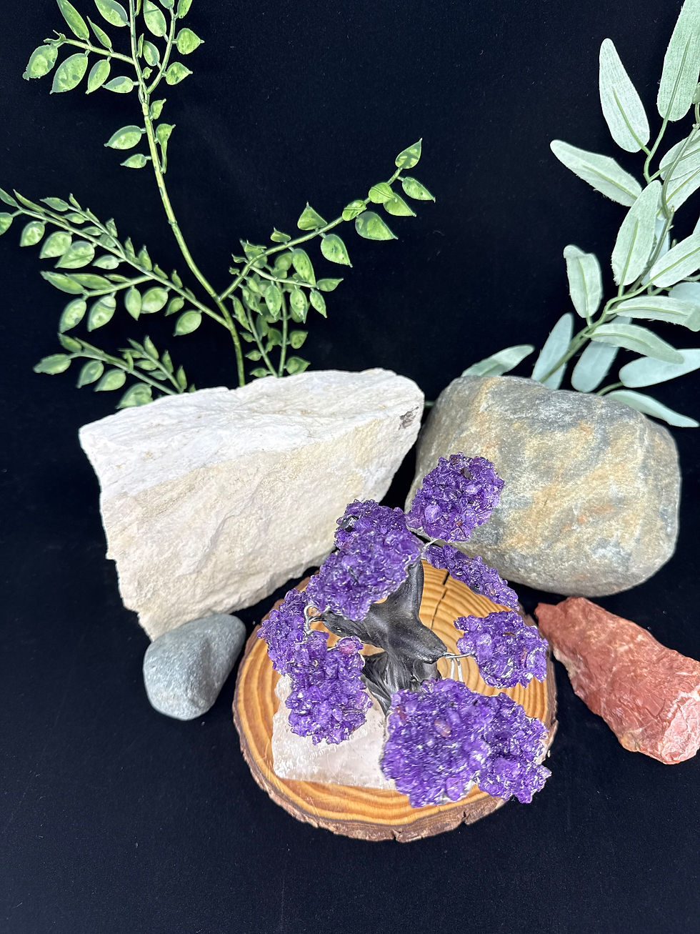 Thumbnail: Medium Clustered Amethyst Crystal Tree on Quartz Base - 4