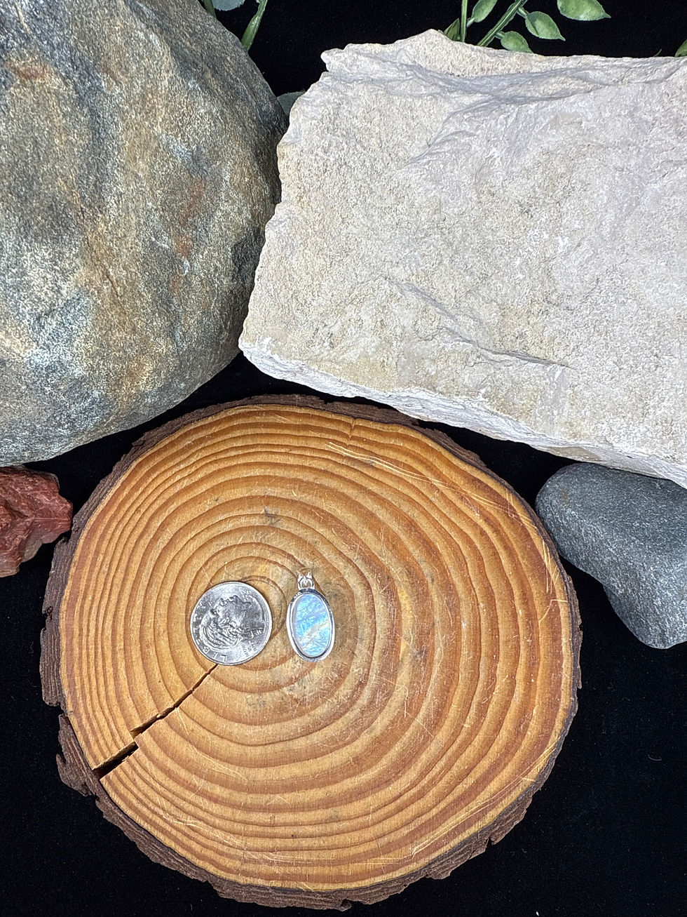 Thumbnail: Blue Fire Moonstone Oval Sterling Silver Pendant