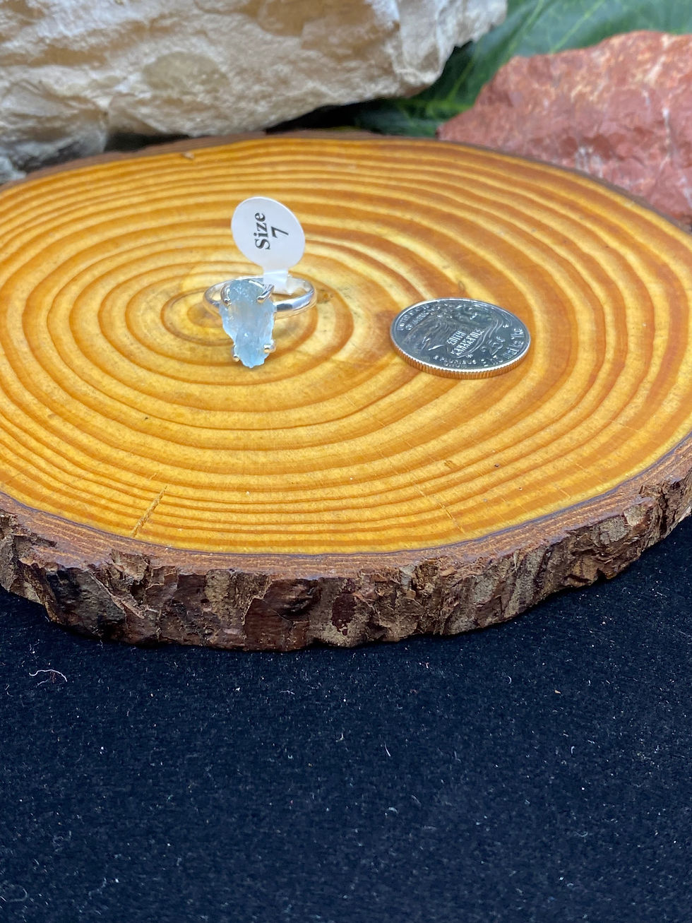 Thumbnail: Aquamarine Rough/Raw Sterling Silver Ring - Med/B - Size 7