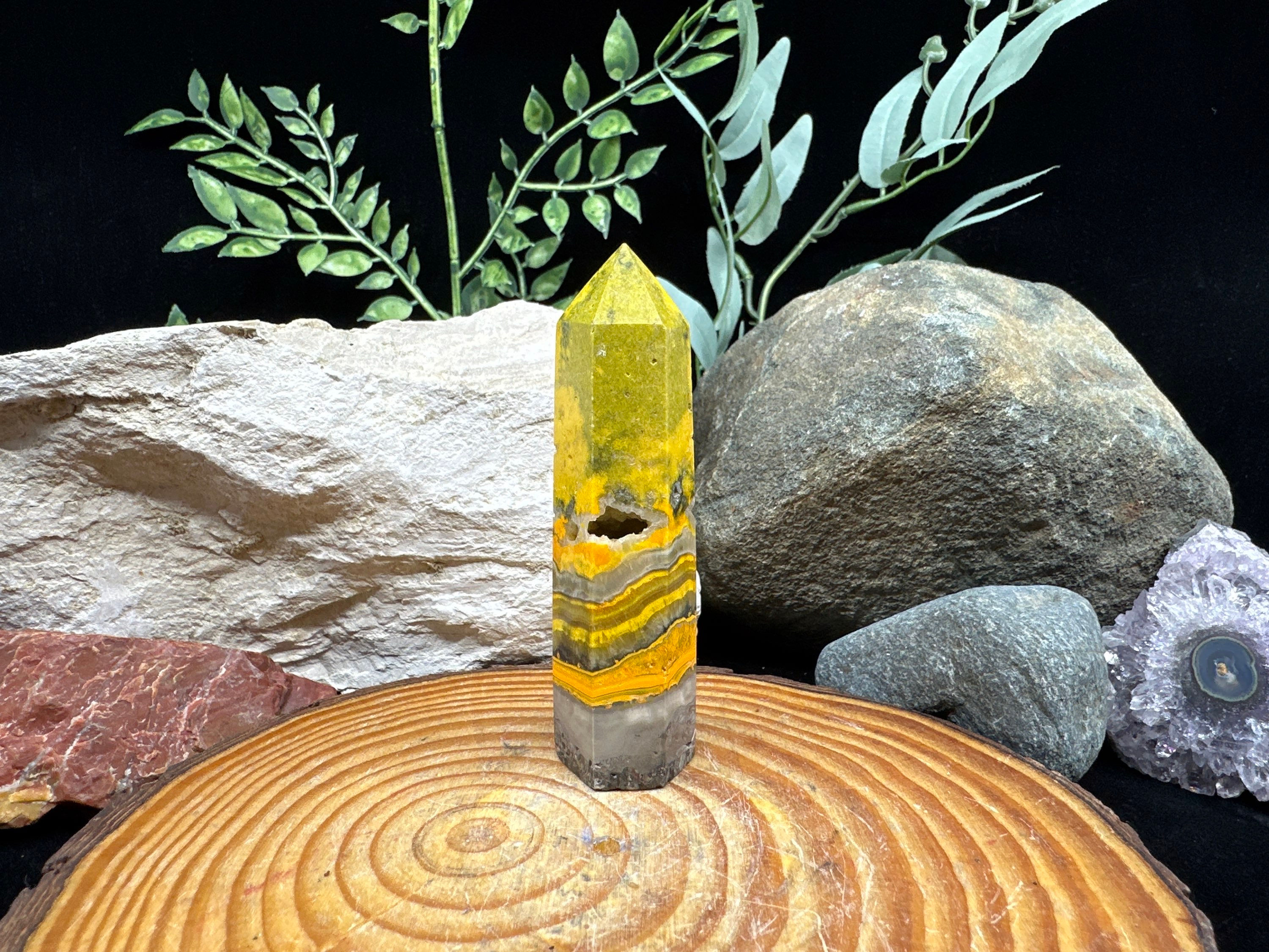 Bumblebee Jasper Druzy Tower Point - 2